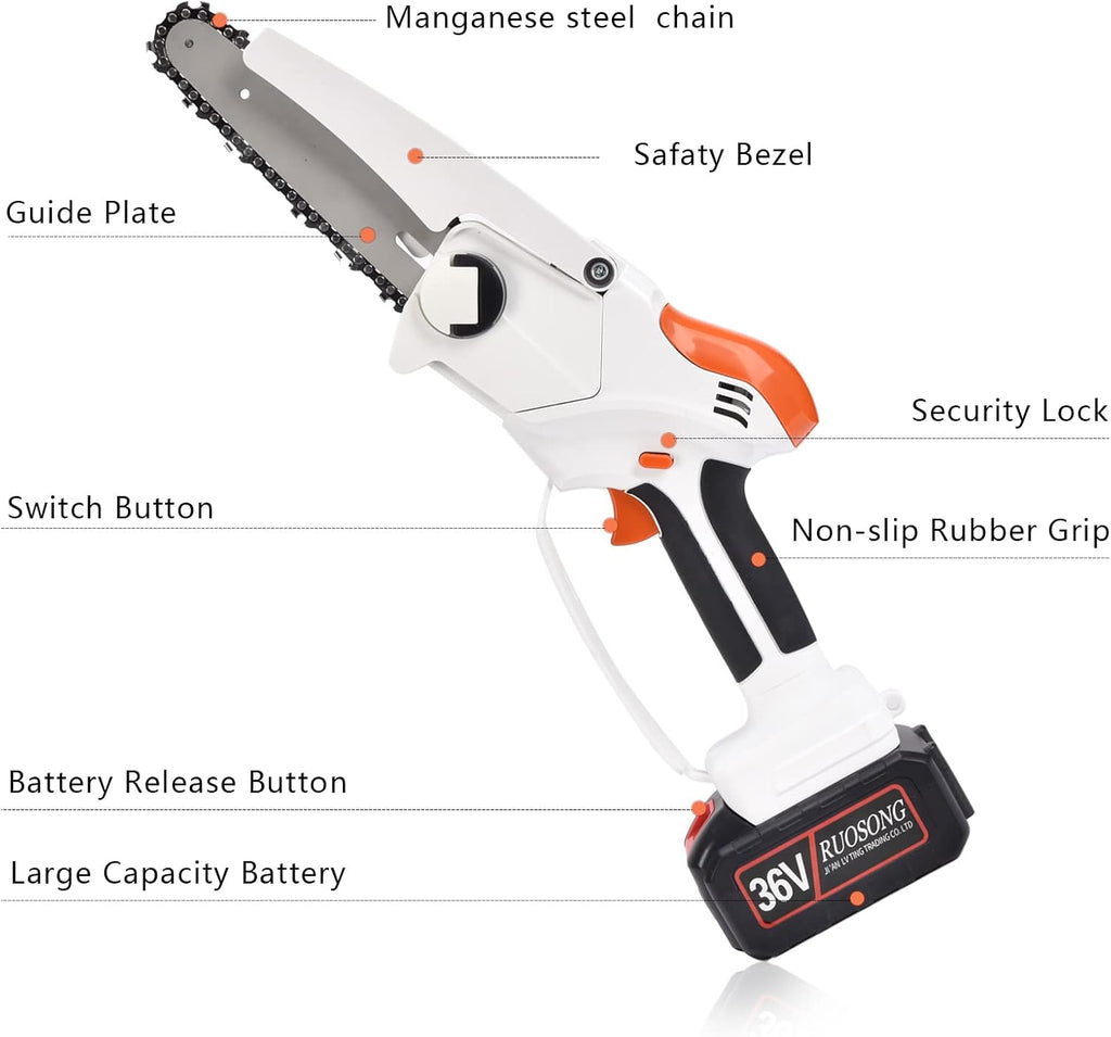 Mini Chainsaw Cordless 6'' 36V with 2 Rechargeable Batteries N223393