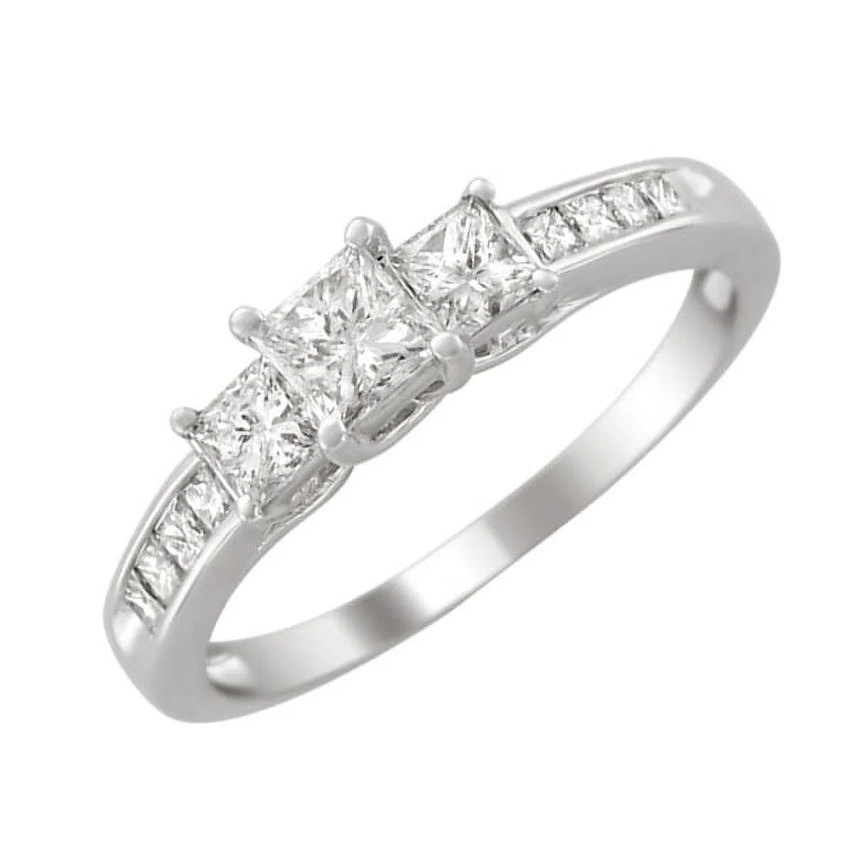 Three Stone Princess Cut Diamond Engagement Ring F725