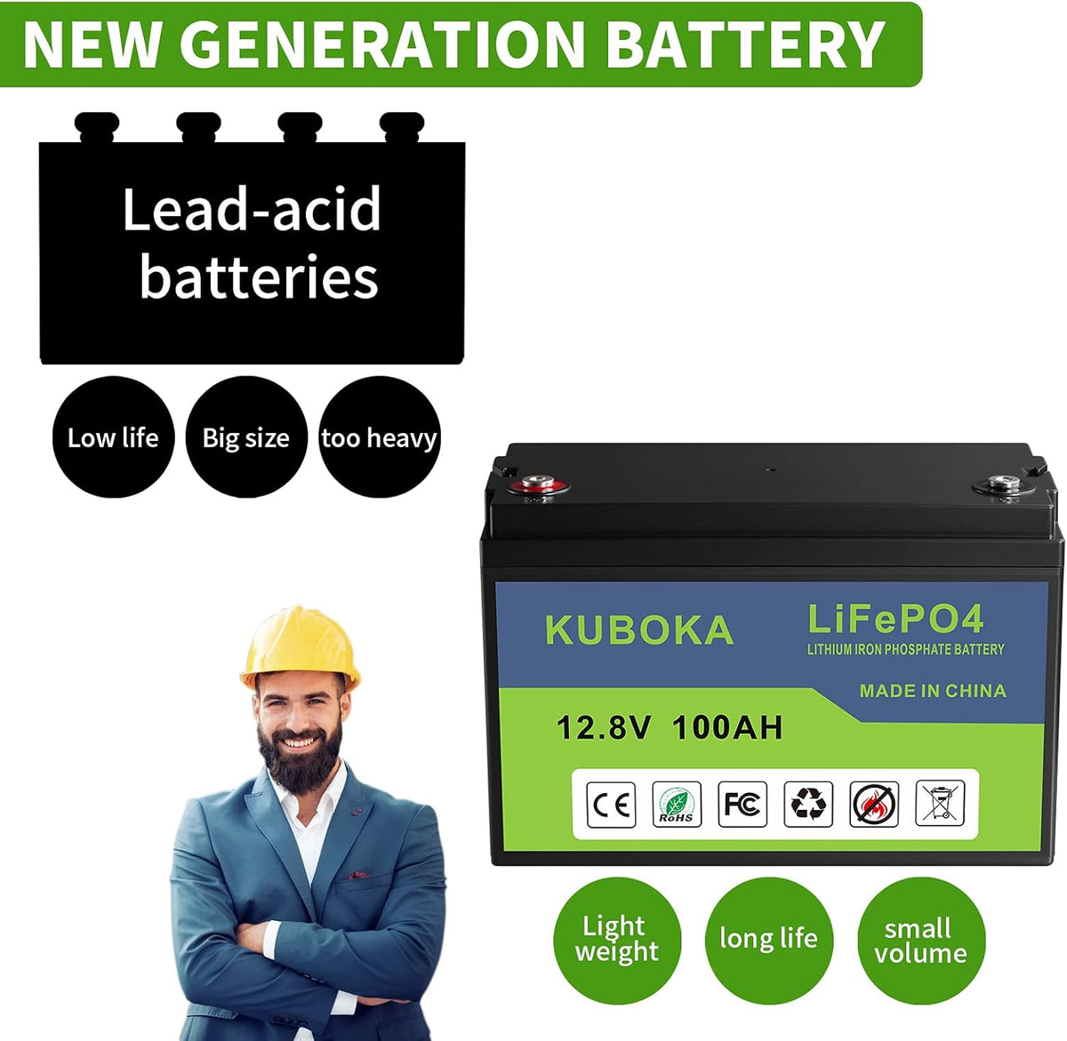 12V 100Ah Lifepo4 Battery with Built-in BMS O72612