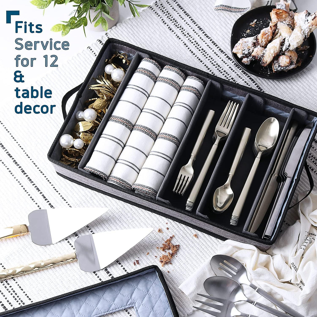 7-Pc. Hard Shell Stackable Storage Containers for Dinnerware with Dividers & Handles J2068