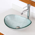 Oval Tempered Glass Bathroom Vessel Sink with Faucet, Oil Rubbed Bronze Finish Faucet S610