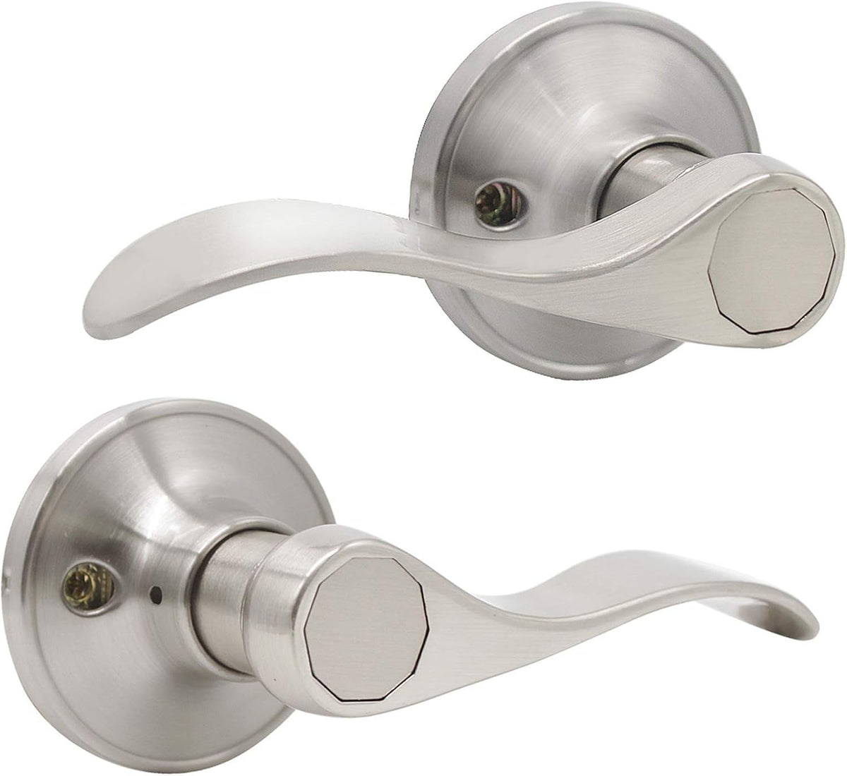 2 Pair Universal Door Lever Handleset Satin Nickel Finish U636024