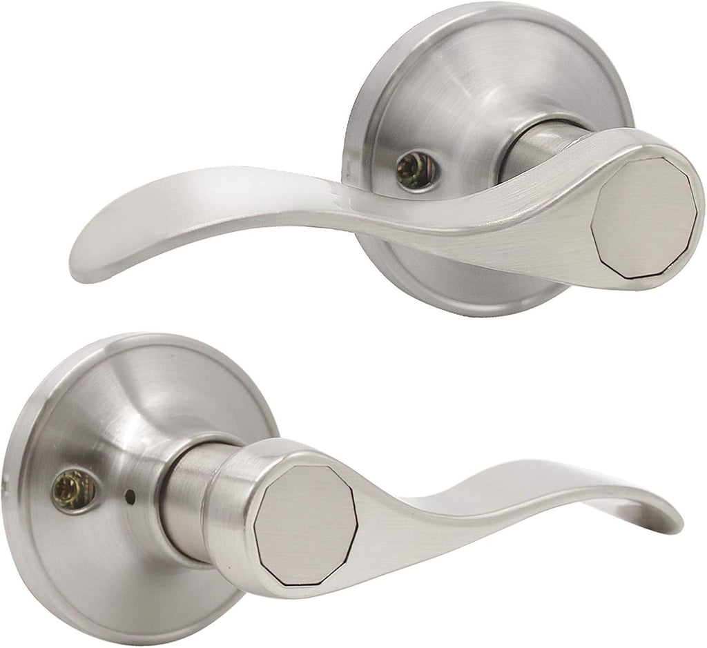 2 Pair Universal Door Lever Handleset Satin Nickel Finish N9663