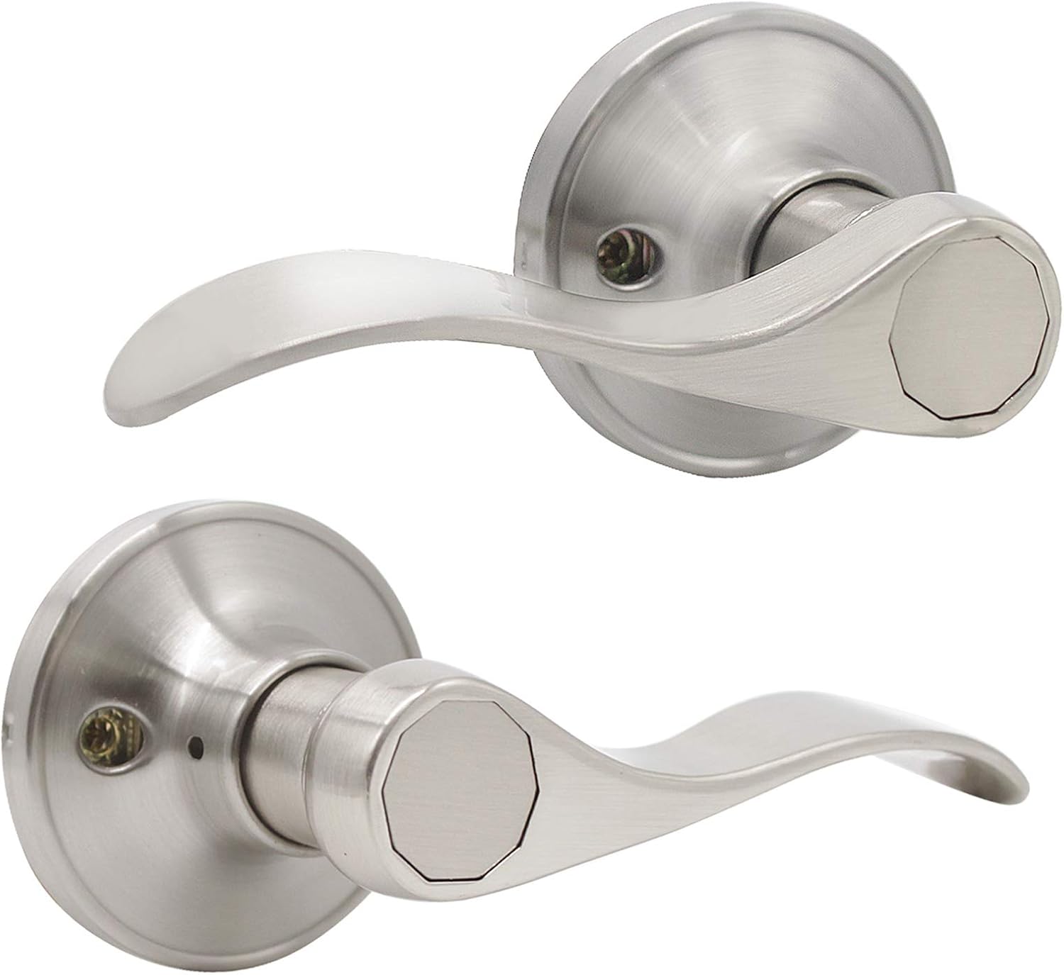 2 Pair Universal Door Lever Handleset Satin Nickel Finish N9663