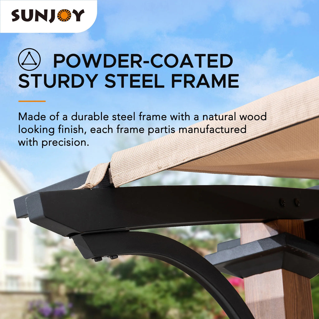 Steel Arched Pergola with Tan Shade S119535