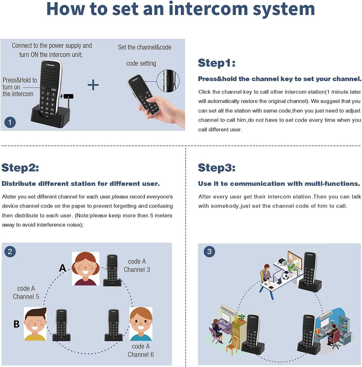4 Packs Black Handheld Wireless Intercom System K748