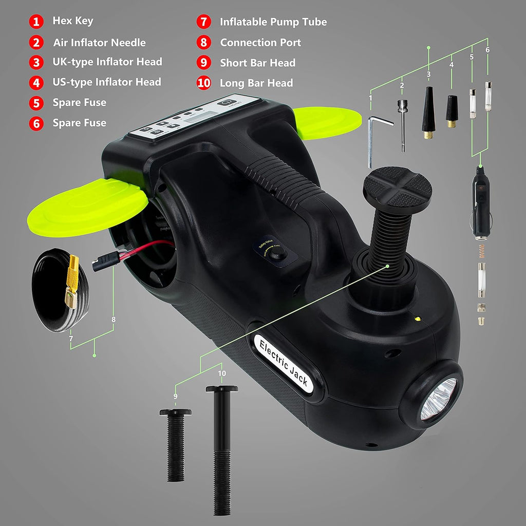 5 Ton 12V Electric Car Jack Kit with Impact Wrench & Inflator D488415