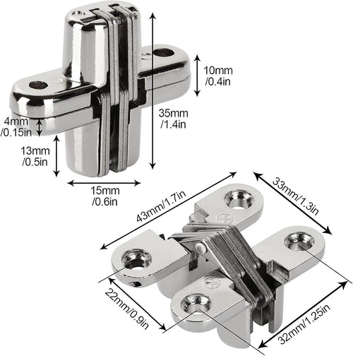 10 Pcs Zinc Alloy Concealed Cross Hinges B8562