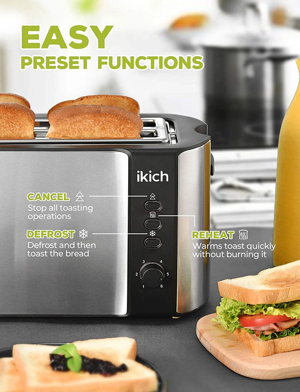 4-Slice Stainless Steel Toaster with Removable Crumb Tray D7495