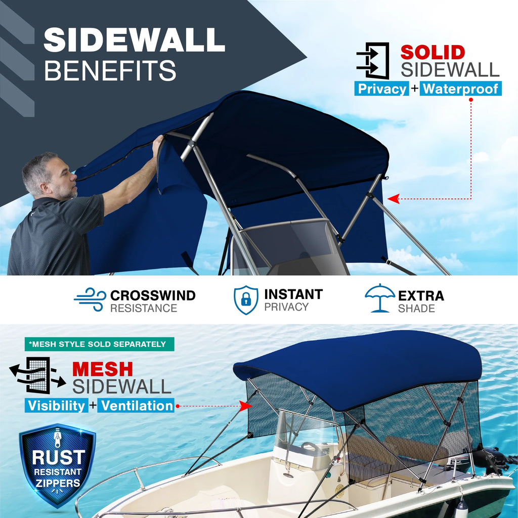 Navy Blue 3-Bow Bimini Top for Boats with Storage Boot D230521