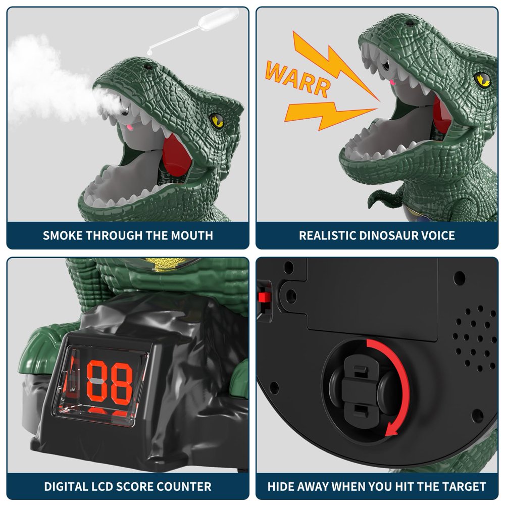 Spray Dinosaur Shooting Toys with 2 Pump Guns, 24 Foam Balls U329