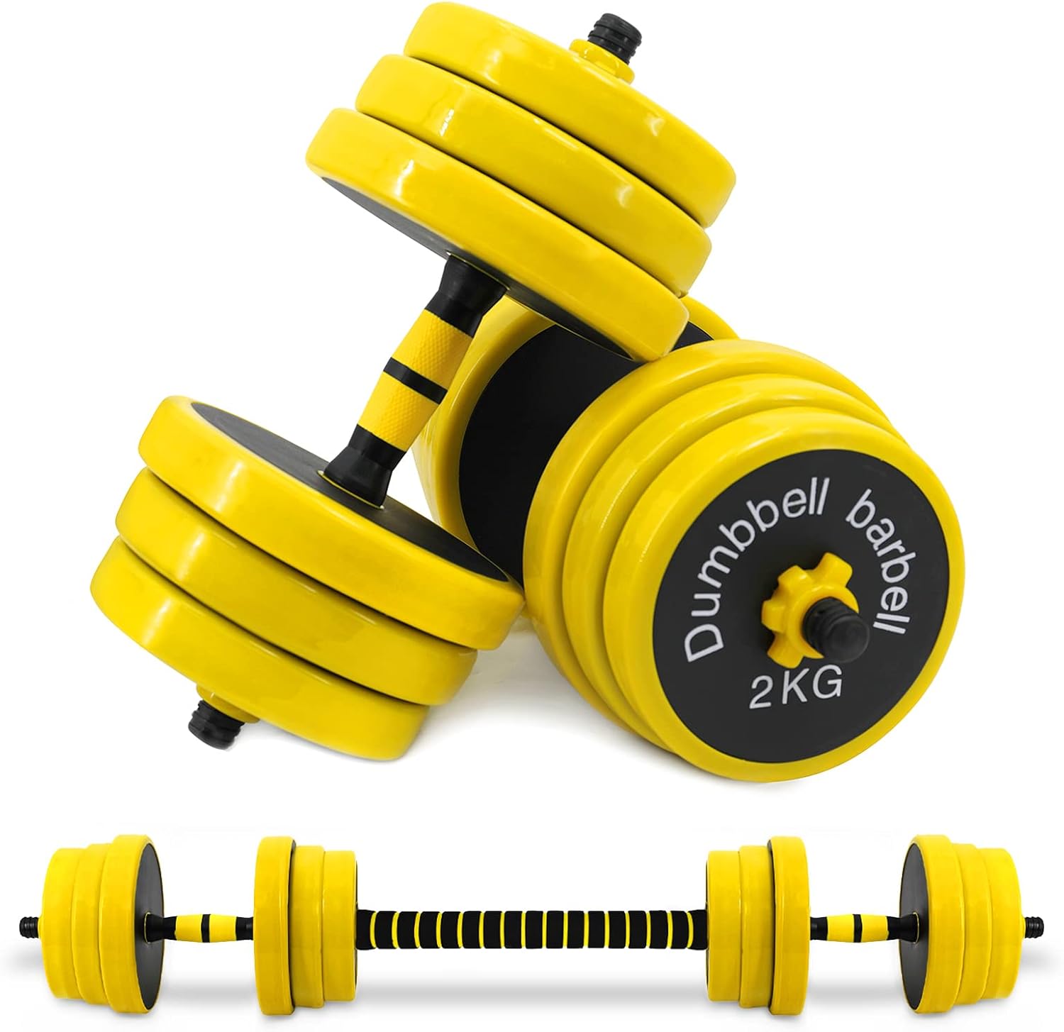 Adjustable Dumbbells Set with Connector, Neoprene Coating, Up to 44/66 Lbs K82499