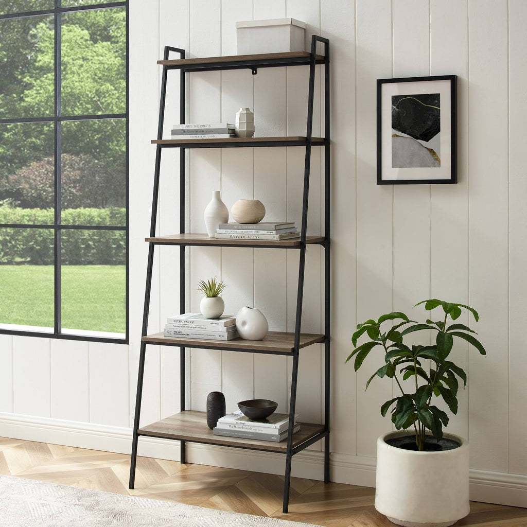 Dark Walnut Open Ladder Bookshelf W948667