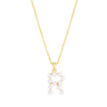 14K Yellow Gold Cultured Pearl Initials Letter Pendant Necklace 18" C89713