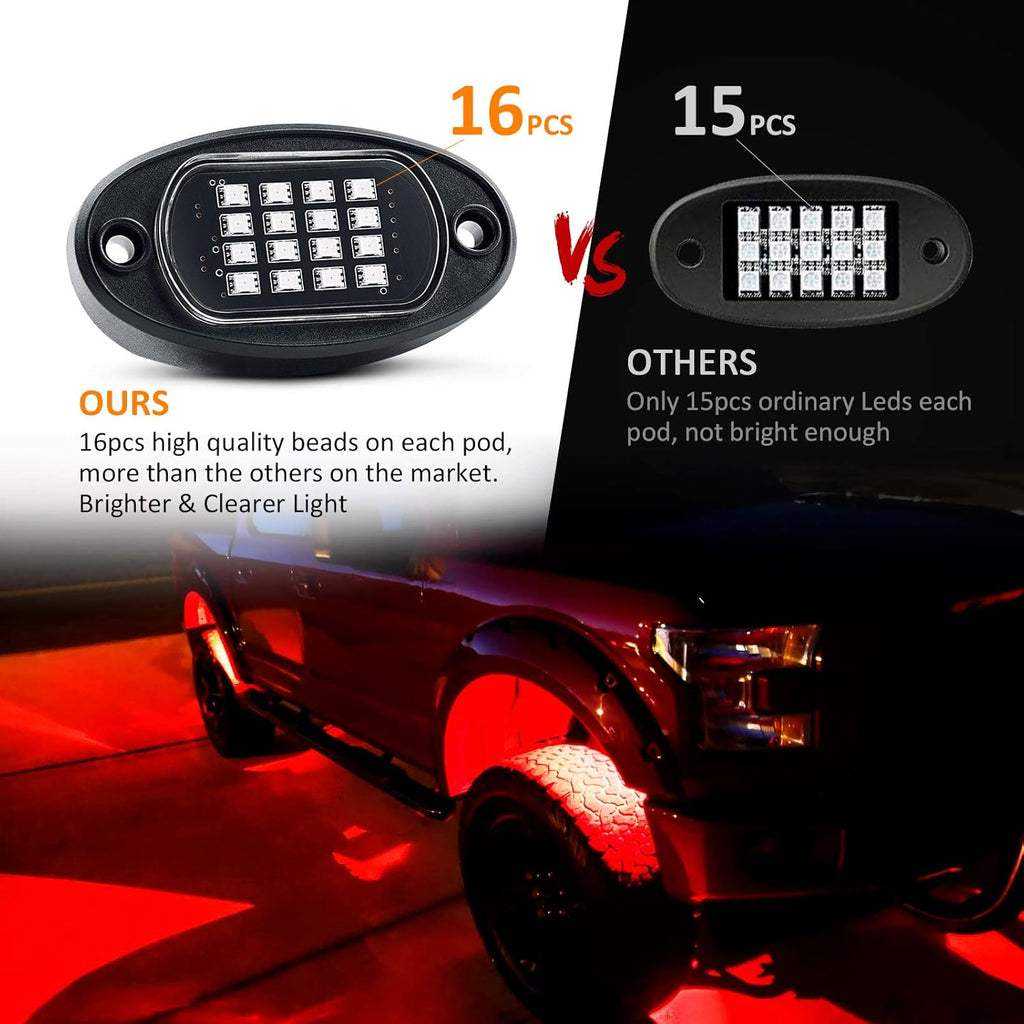 10 Pods RGB LED Rock Lights with APP/Double RF Remote Control for Cars Off Road SUV ATV UTV Vehicles Pack of 2 Z3706