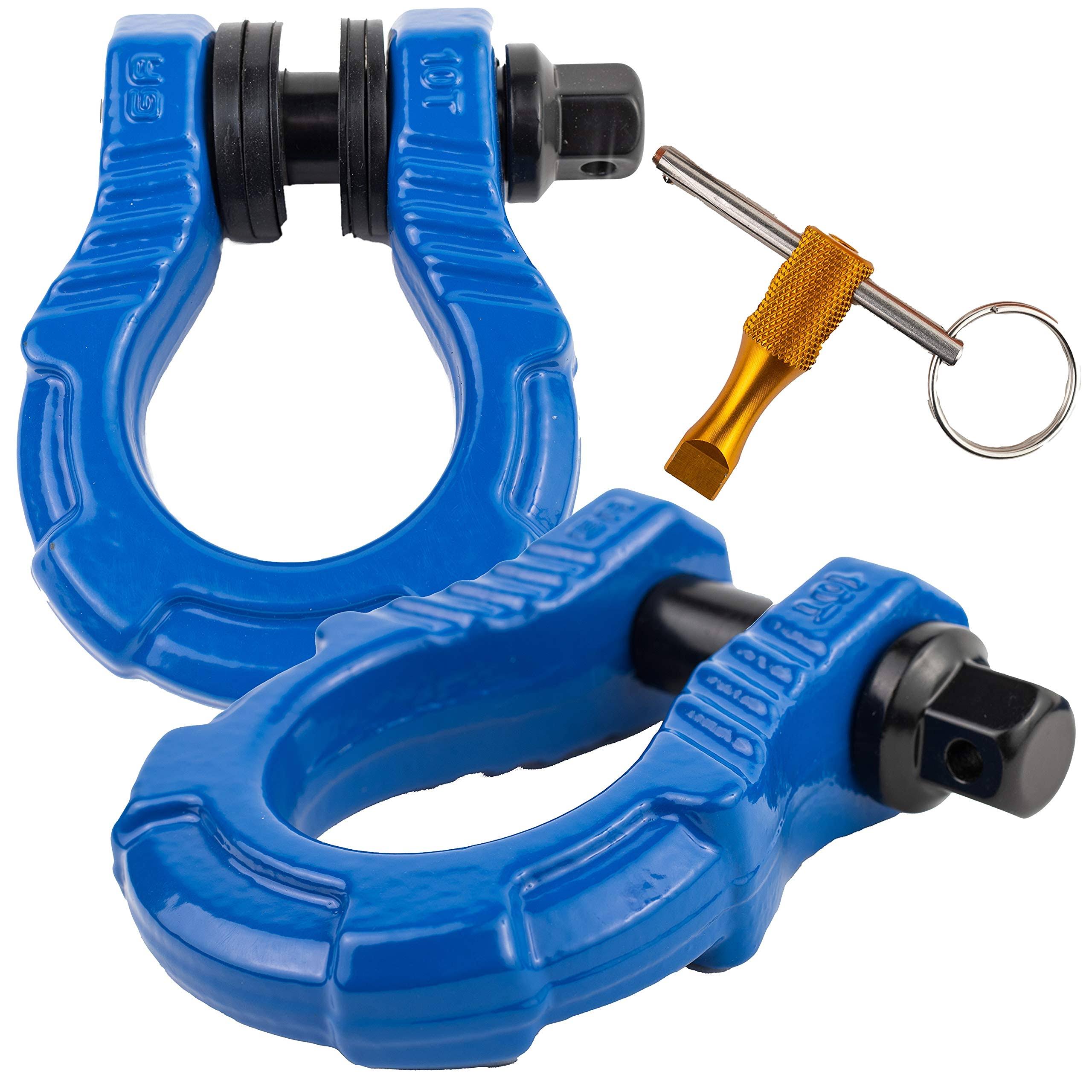Uber Shackles with Anti Theft Lock (2pk) Blue 80,000 lbs Towing D-Rings S870