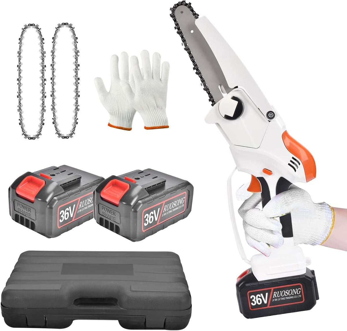 Mini Chainsaw Cordless 6'' 36V with 2 Rechargeable Batteries N223393