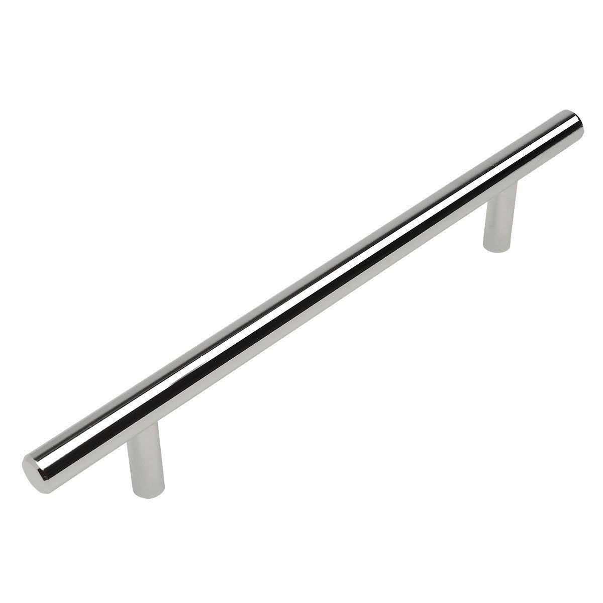Polished Chrome Solid Steel 3/8 inch Slim Line Euro Style Cabinet Hardware Bar Pull 5 inch Hole Centers 25 N920
