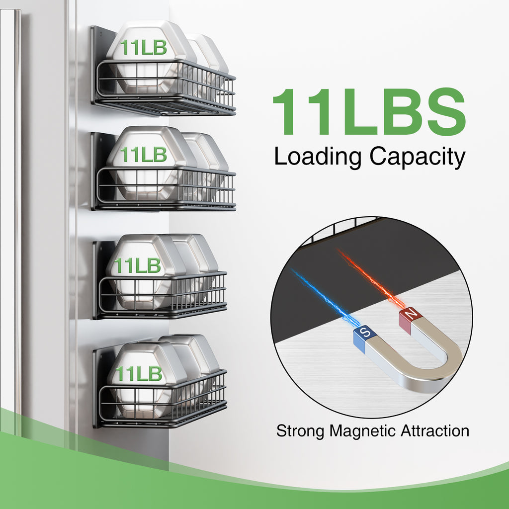 Magnetic Spice Rack, 4 Pack Refrigerator Storage Shelf W12214