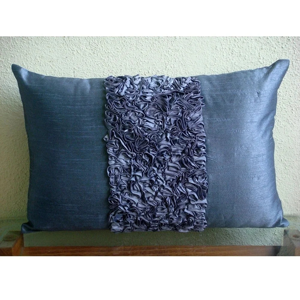 Blue Silk King Pillow Shams 20x36 inch S4637