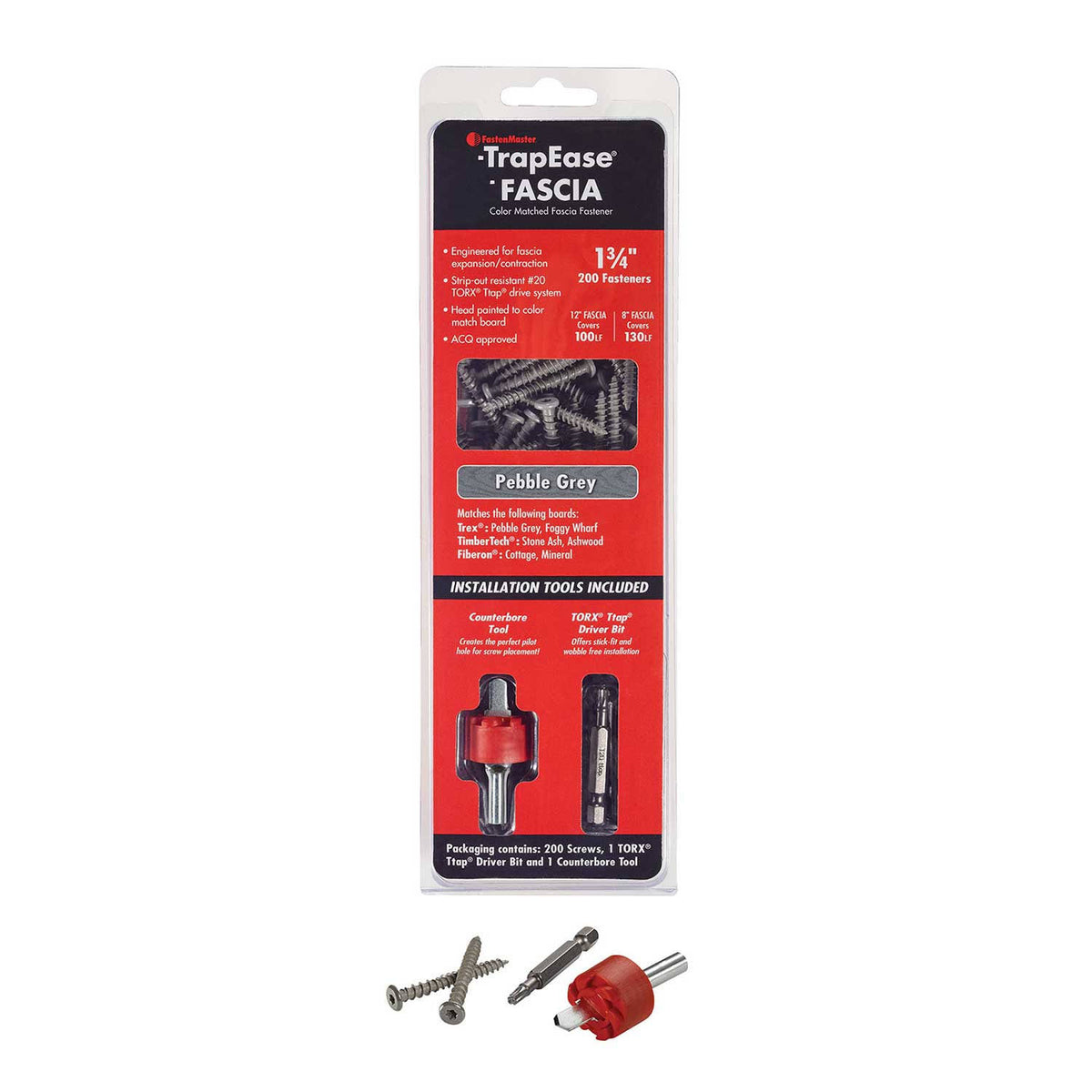 Fascia Screws 100 LF 1-3/4x22 Pebble U35475