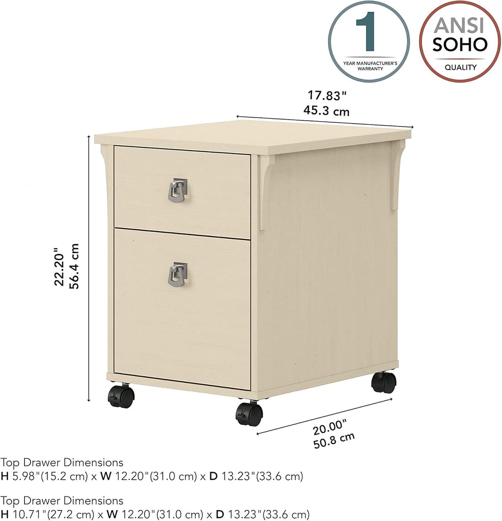 Antique White 2 Drawer Mobile File Cabinet O34815