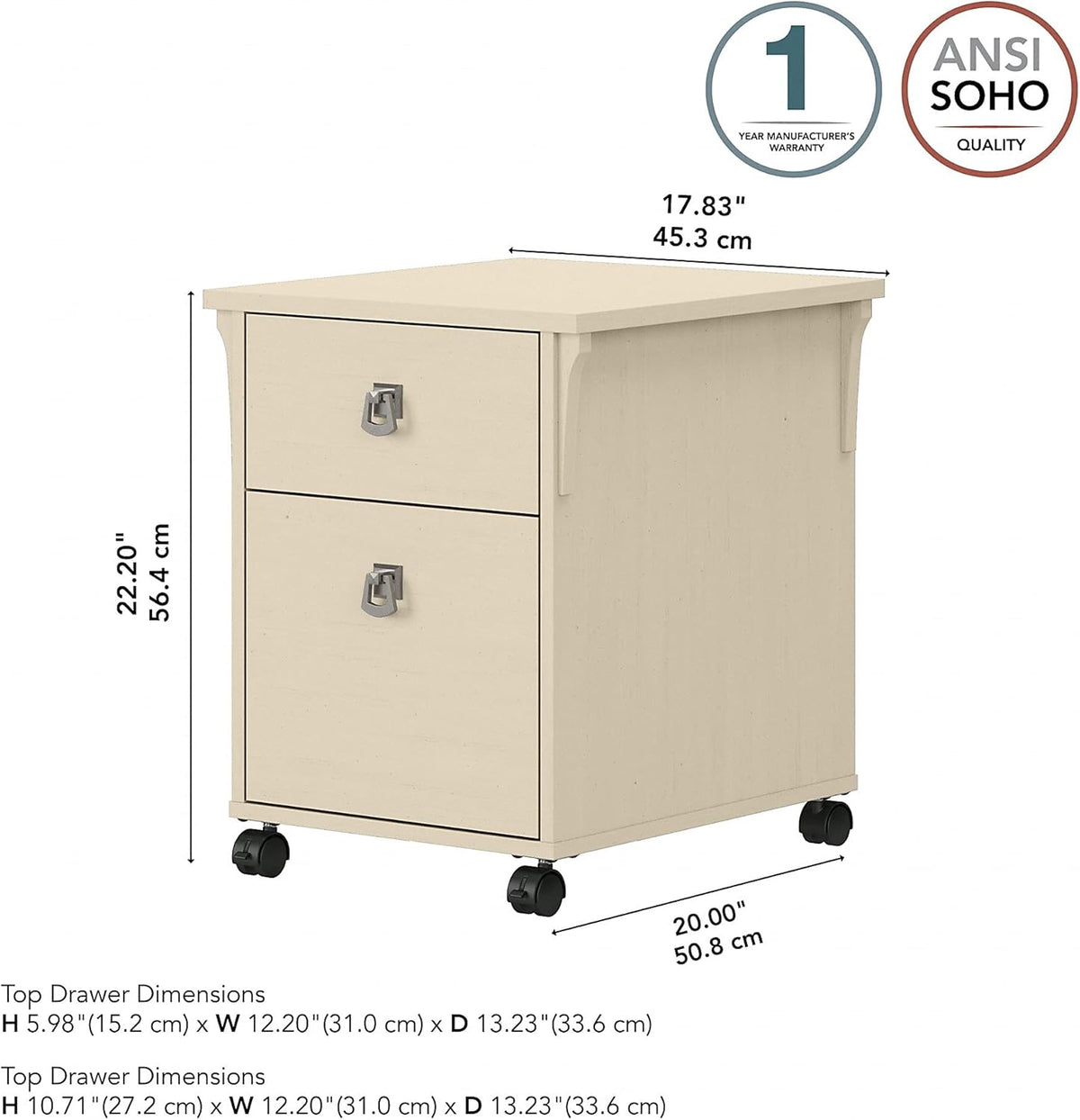 Antique White 2 Drawer Mobile File Cabinet O34815