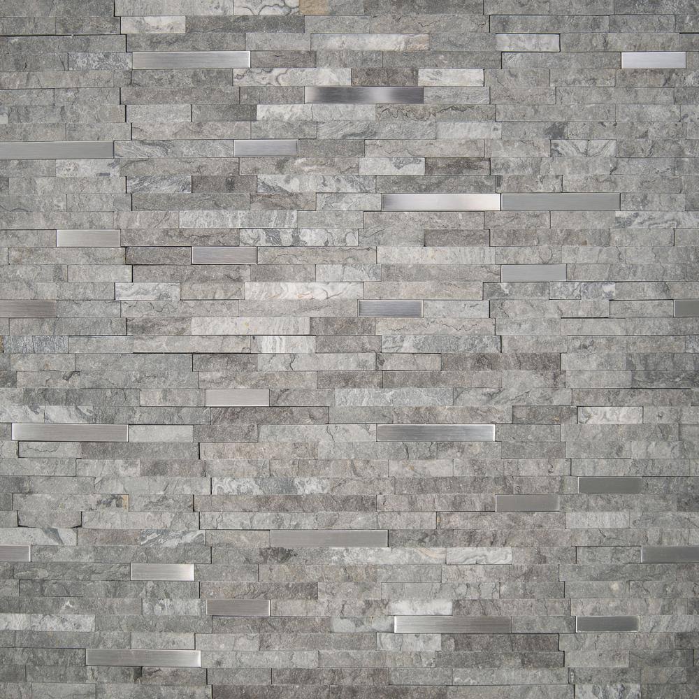 12 in. x 12 in. Matte Metal Stone Mesh-Mounted Mosaic Wall Tile V324827