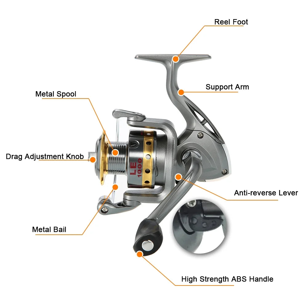 Telescopic Fishing Rod and Reel Combo Full Kit Spinning Pole Set X1047