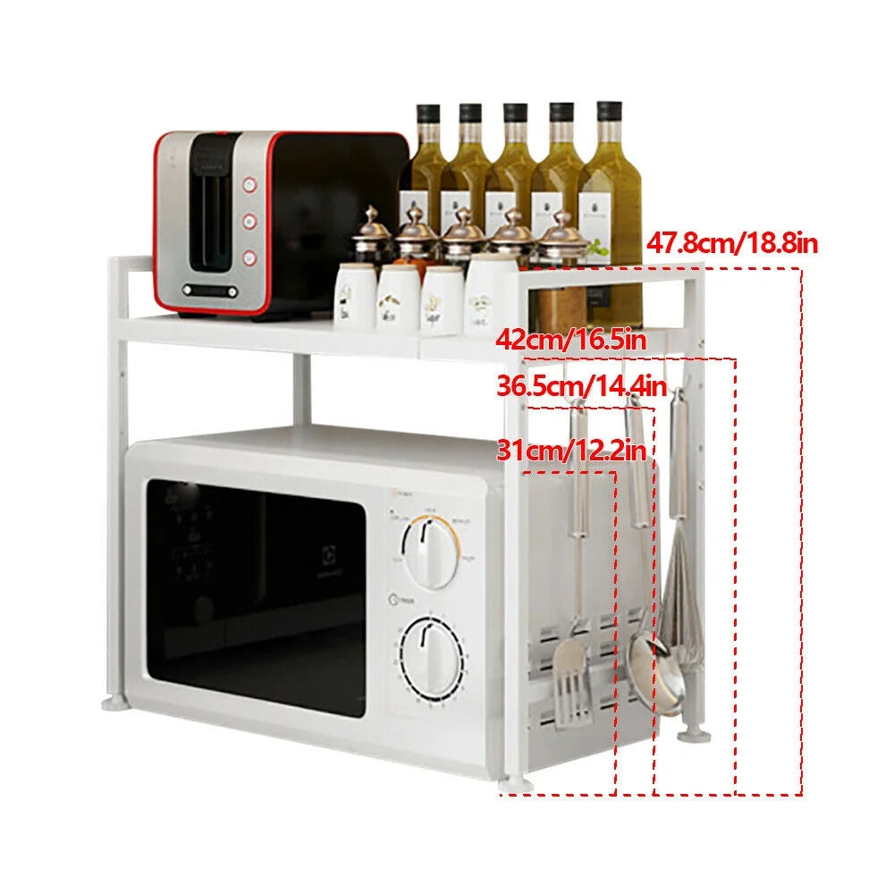 2-Tier Kitchen Storage Cart Microwave Oven Rack Stand Shelf N7640