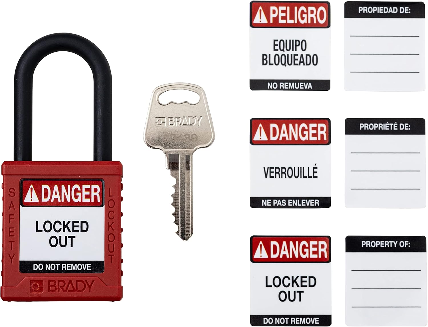 Red Keyed Different Safety Lockout Padlocks, 12 Pack, 1 Key Per Lock T851236