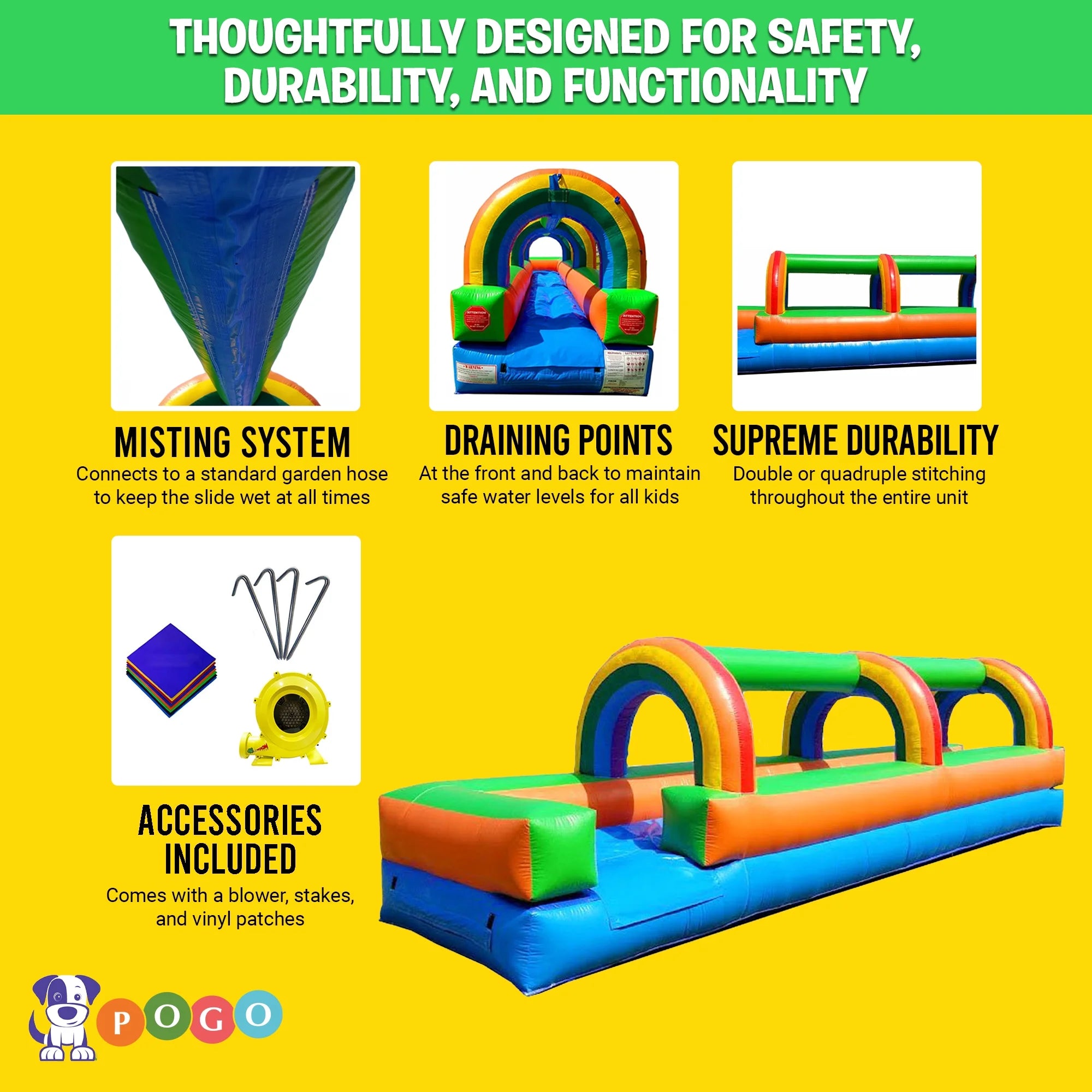 Rainbow Inflatable Slip and Slide with Blower E38288