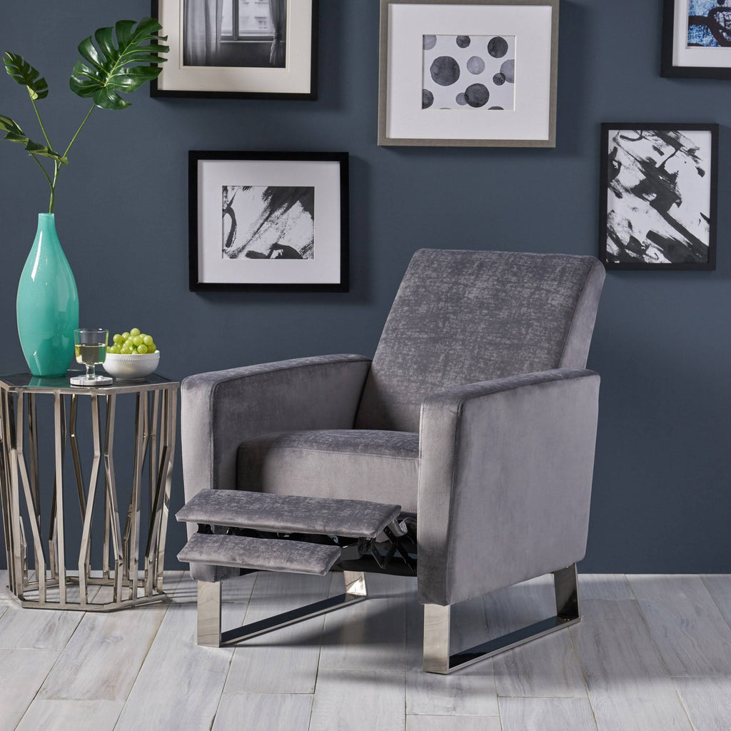 Gray High Leg Push-Back Recliner with Stainless Steel Legs Z648