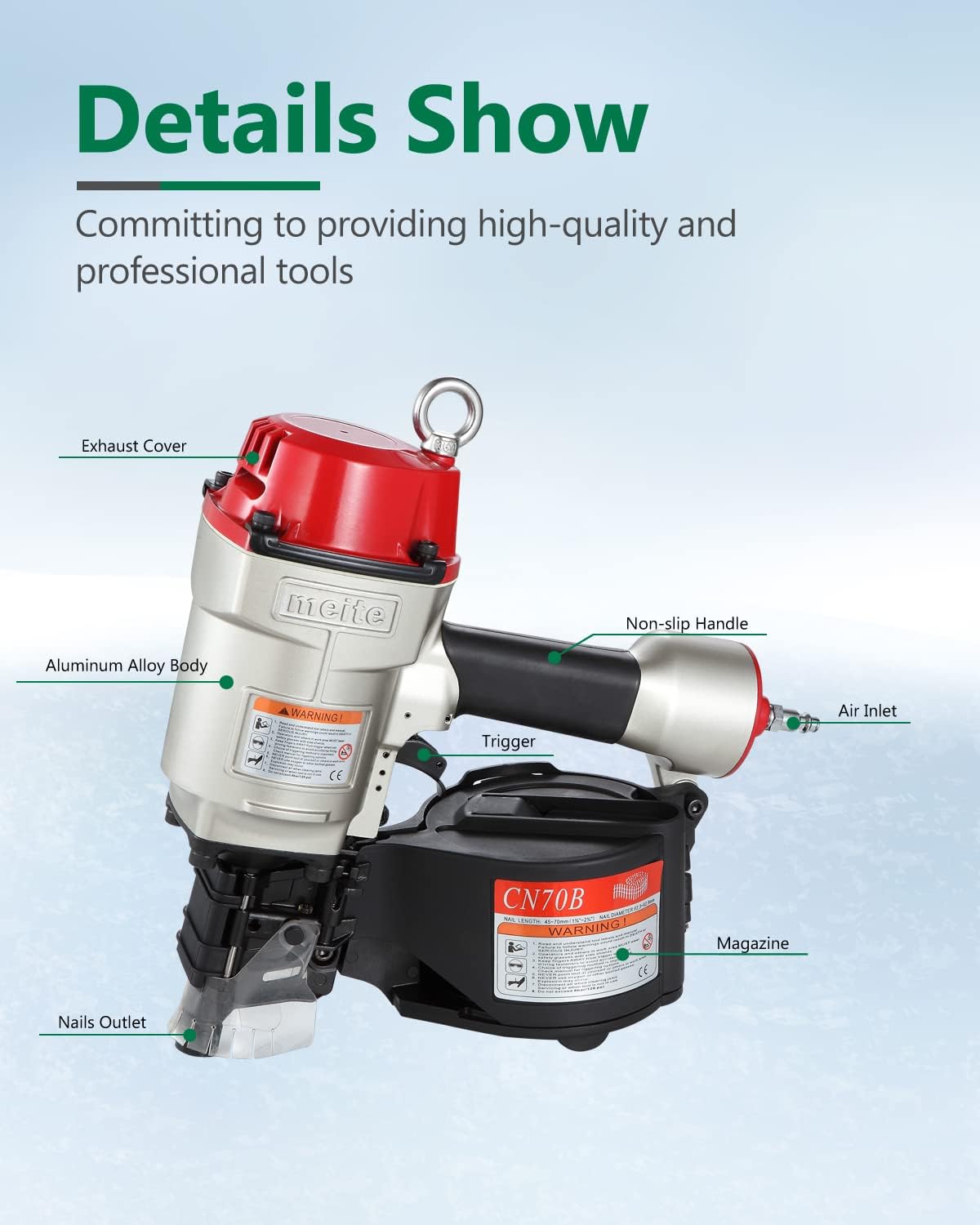 Coil Siding Nailer 1-3/4-Inch to 2-3/4-Inch Industrial Coil Framing Nailer T108486