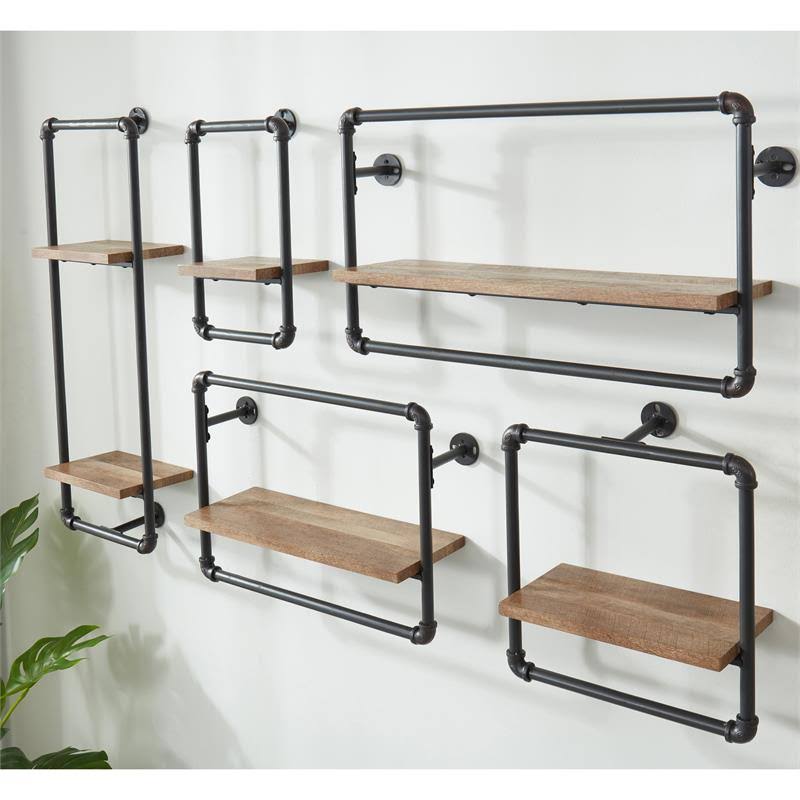 Sand Black Wood Wall Shelf I829