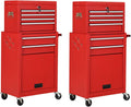 2PCS Rolling Tool Chest, 6-Drawer Toolbox Set of 2, Lockable Cabinet K2540