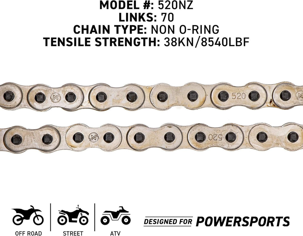 Drive Sprocket Chain Combo Front 11 Rear 42 Tooth 520NZ Standard 70 Links Pack of 2 D5881