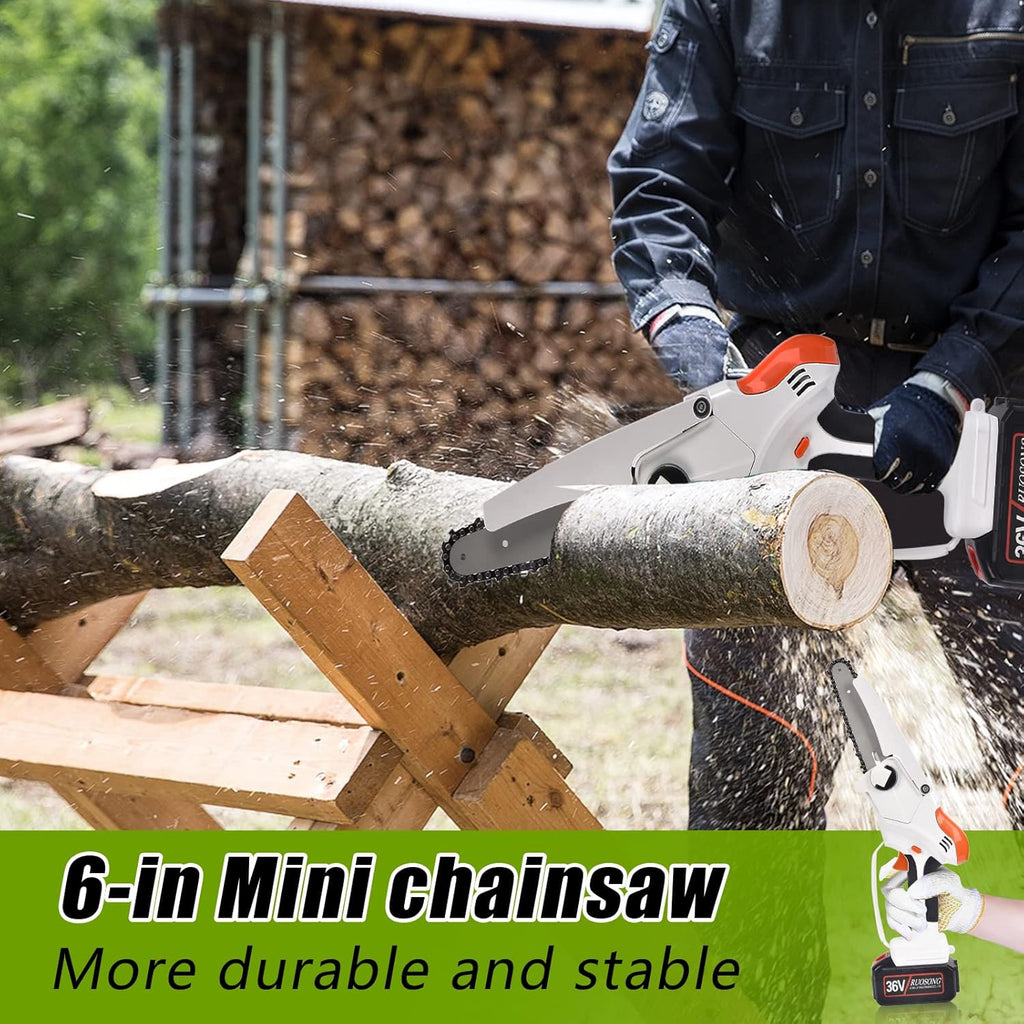 Mini Chainsaw Cordless 6'' 36V with 2 Rechargeable Batteries N223393