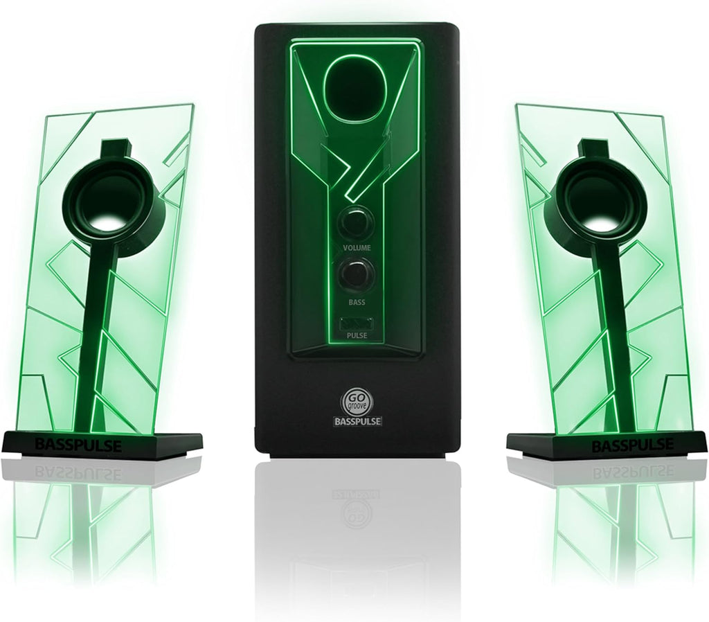 2.1 Computer Speakers with Green LED Glow Lights and Powered Subwoofer I82990