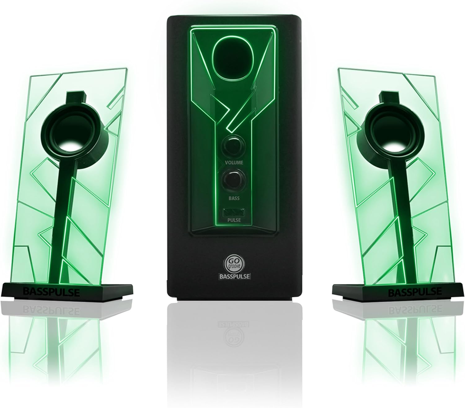 2.1 Computer Speakers with Green LED Glow Lights and Powered Subwoofer I82990