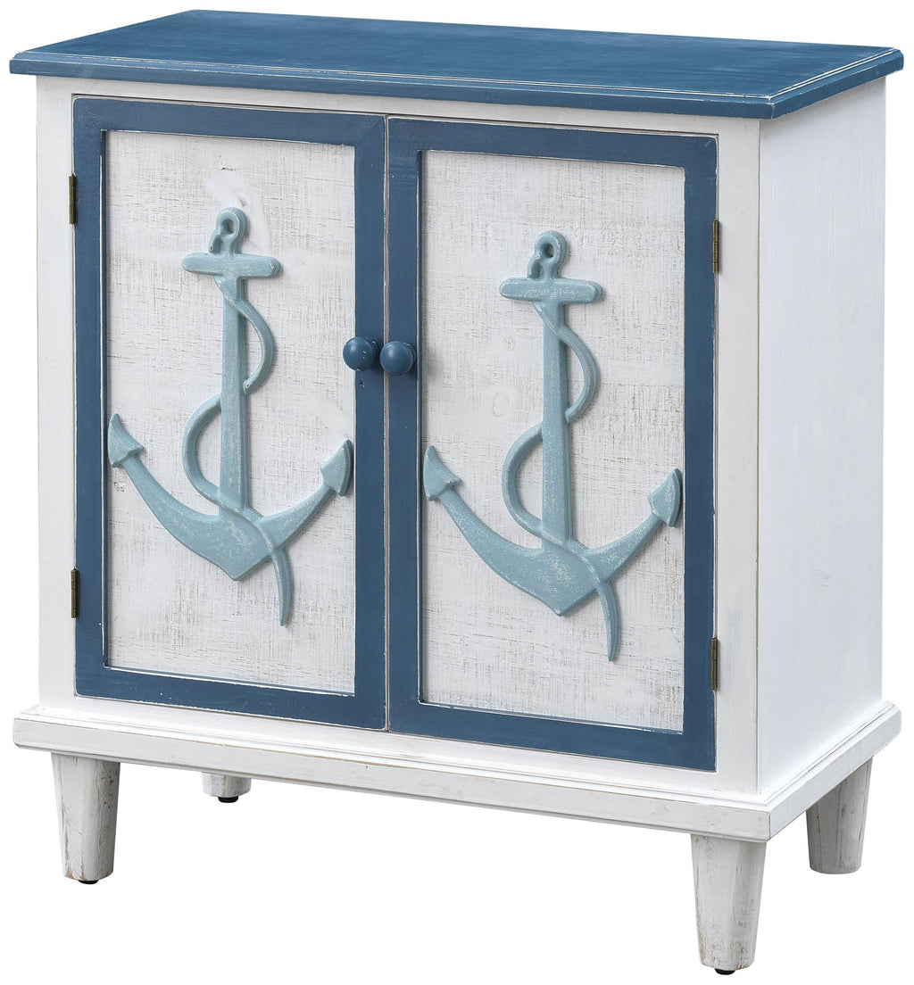 Blue White Two Door Cabinet X60075