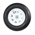 Radial Trailer Tire on White Spoke Rim 15 5 Lug D318560