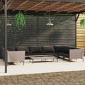 10 Piece Patio Set with Cushions Poly Rattan Dark Gray T460924