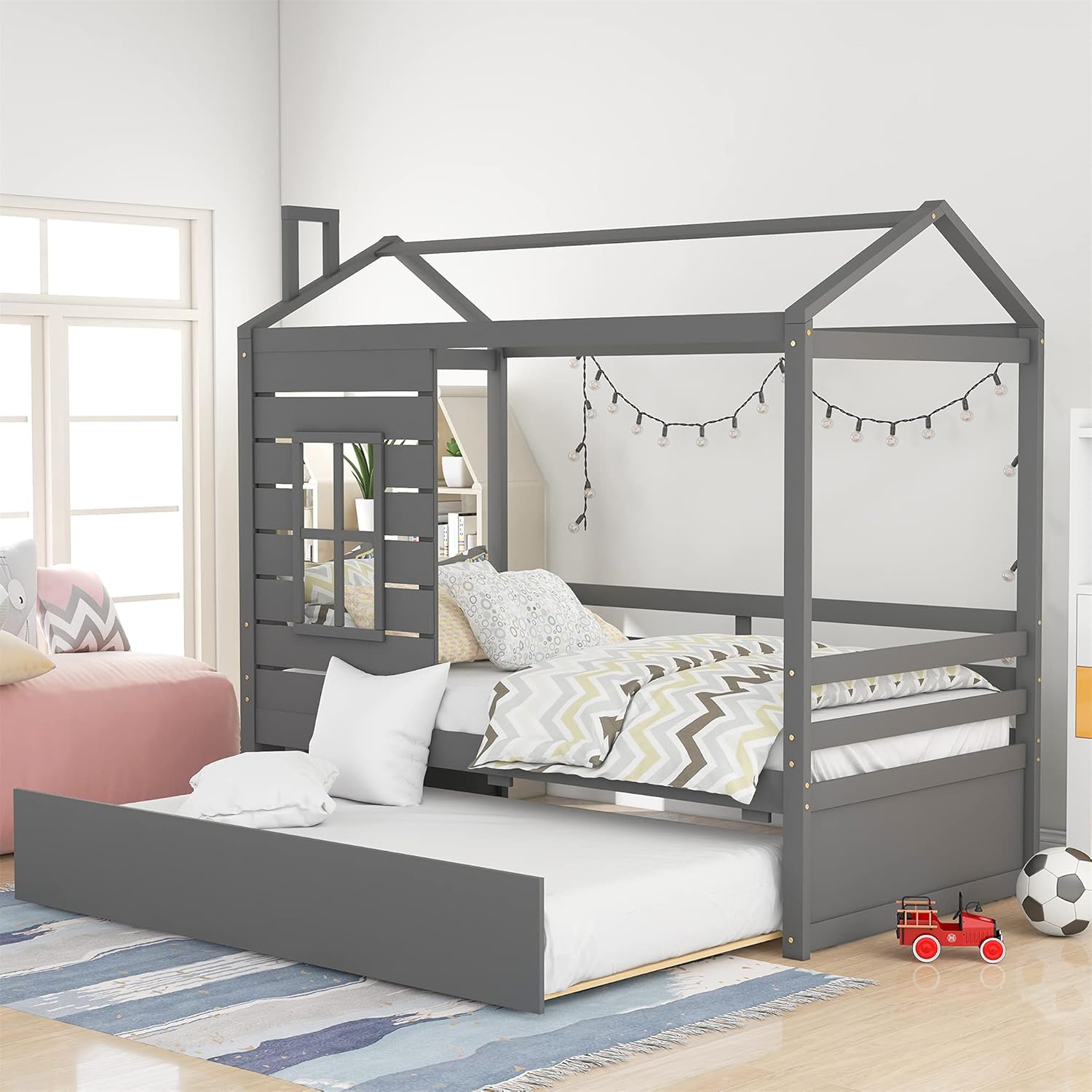 Twin House Bed with Trundle A63078