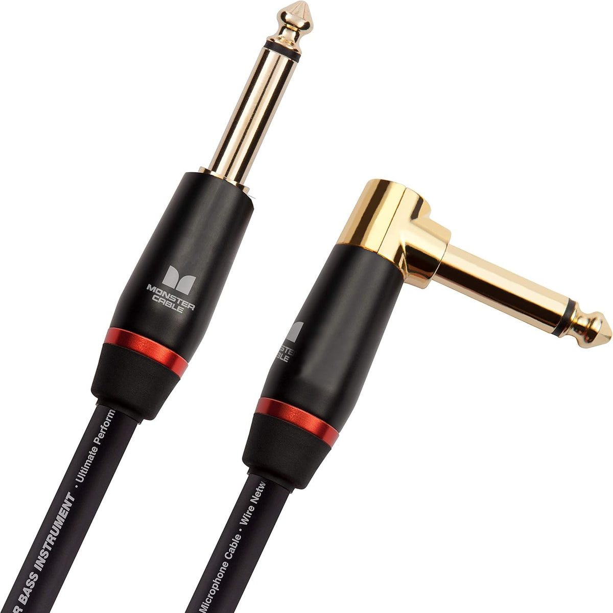 Monster Bass Instrument Cable - 12 ft - Right Angle to Straight F949