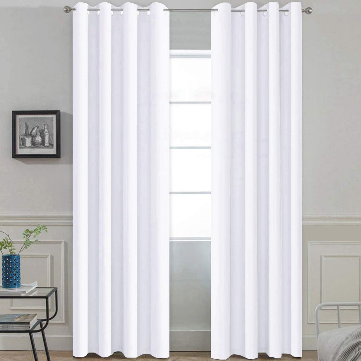 White 60 Inch Wide by 72 Inch Long Blackout Curtain Panel F665028