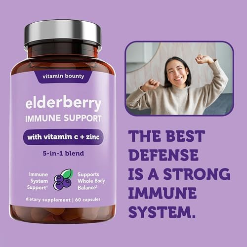 Organic Elderberry Capsules with Vitamin C and Zinc - 60 Capsules G56033