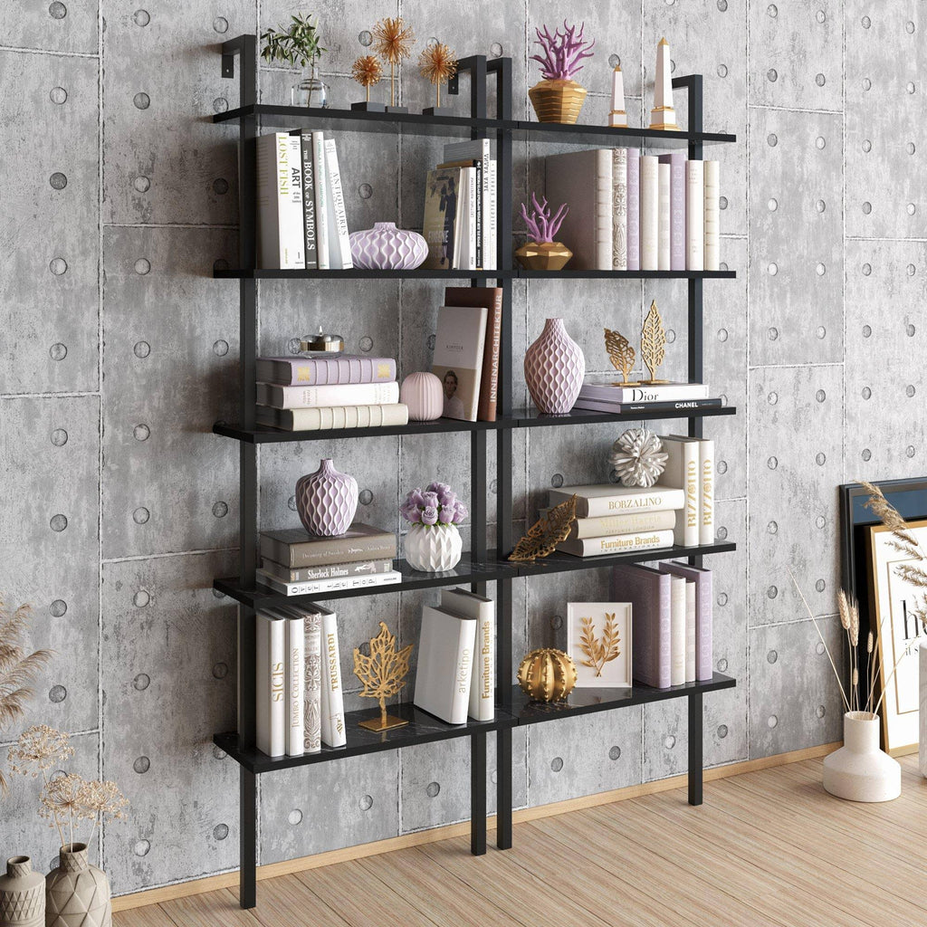 White Metal Wood Accent Ladder Bookcase V446687