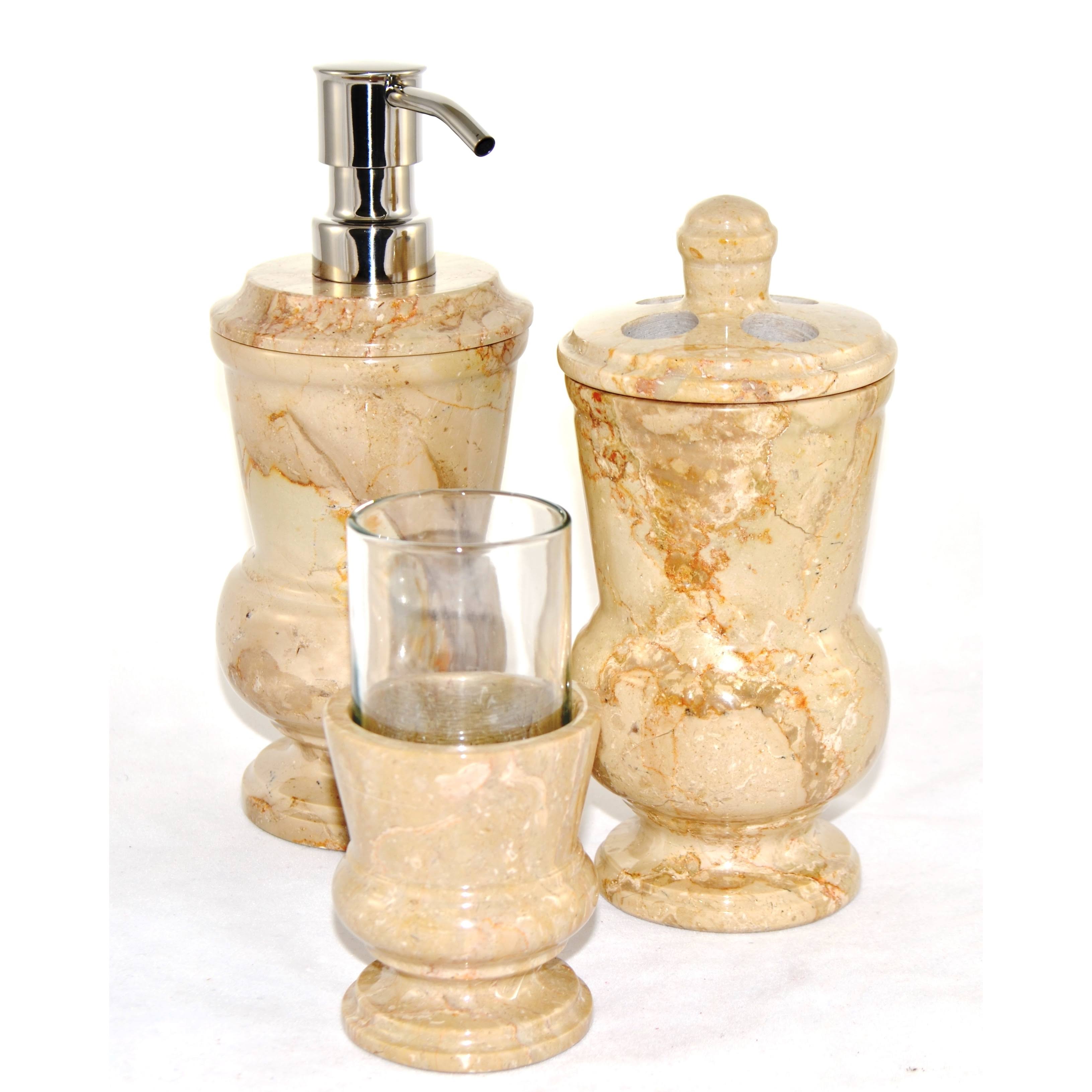 Sahara Beige Marble 3 Piece Bathroom Accessory Set Z1083