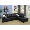 Black Faux Leather Sofa and Chaise with Ottoman A26899